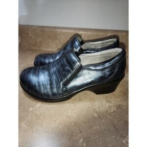 ALEGRIA Sz EU 38 7.5 Metallic‎ Leather Clog Comfort Shoes Nursing Professional